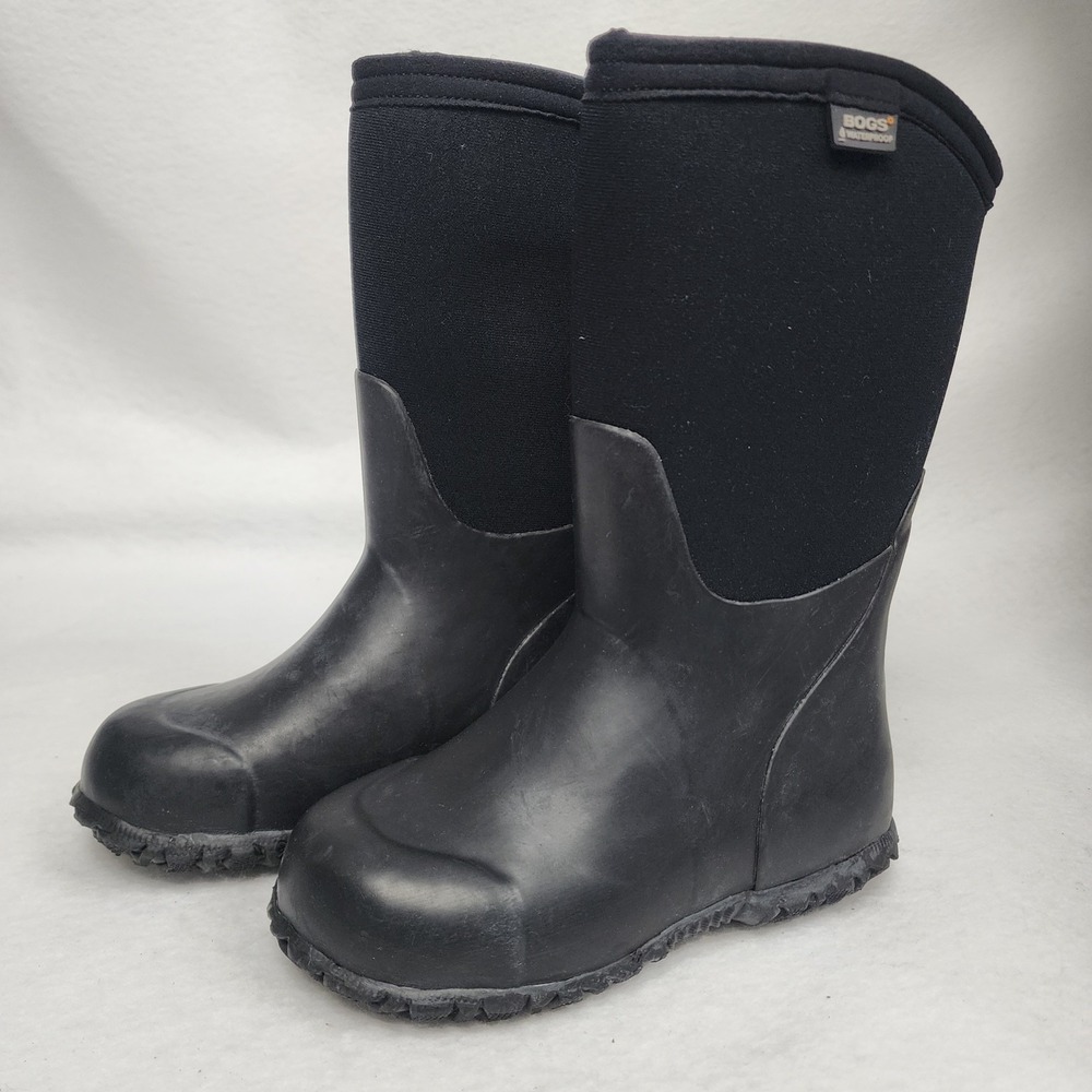 Bogs Dixon Tall Kids US 12 Boots Black Rubber Waterproof Pull On Round Toe Rain